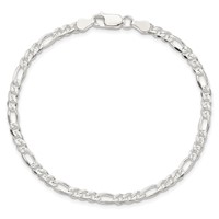 Sterling Silver 4mm Pavé Flat Figaro Chain view 3
