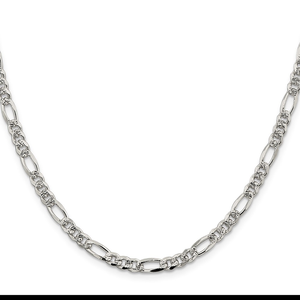 Sterling Silver 4.3mm PavÃ© Flat Figaro Chain (QFF120-30)