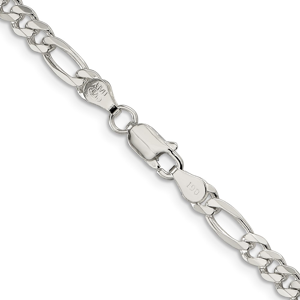 Sterling Silver 4.3mm PavÃ© Flat Figaro Chain (QFF120-30)
