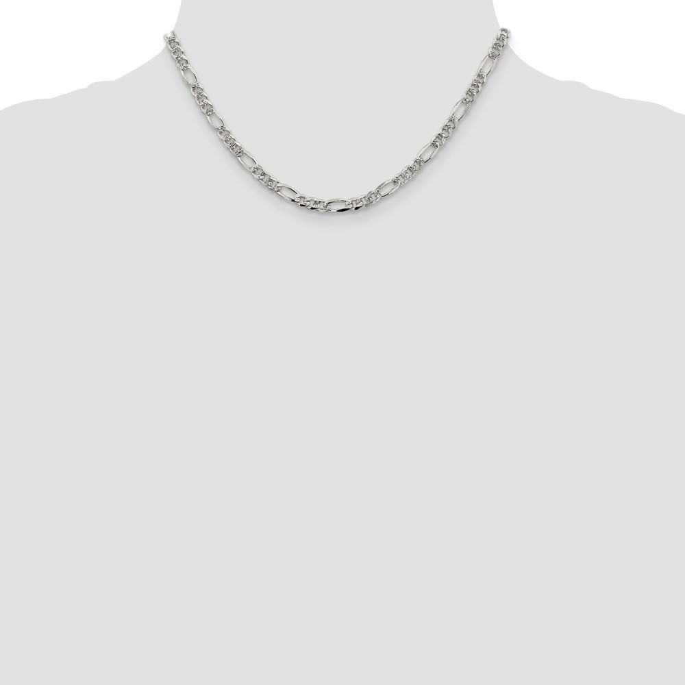 Sterling Silver 4.3mm PavÃ© Flat Figaro Chain (QFF120-16)