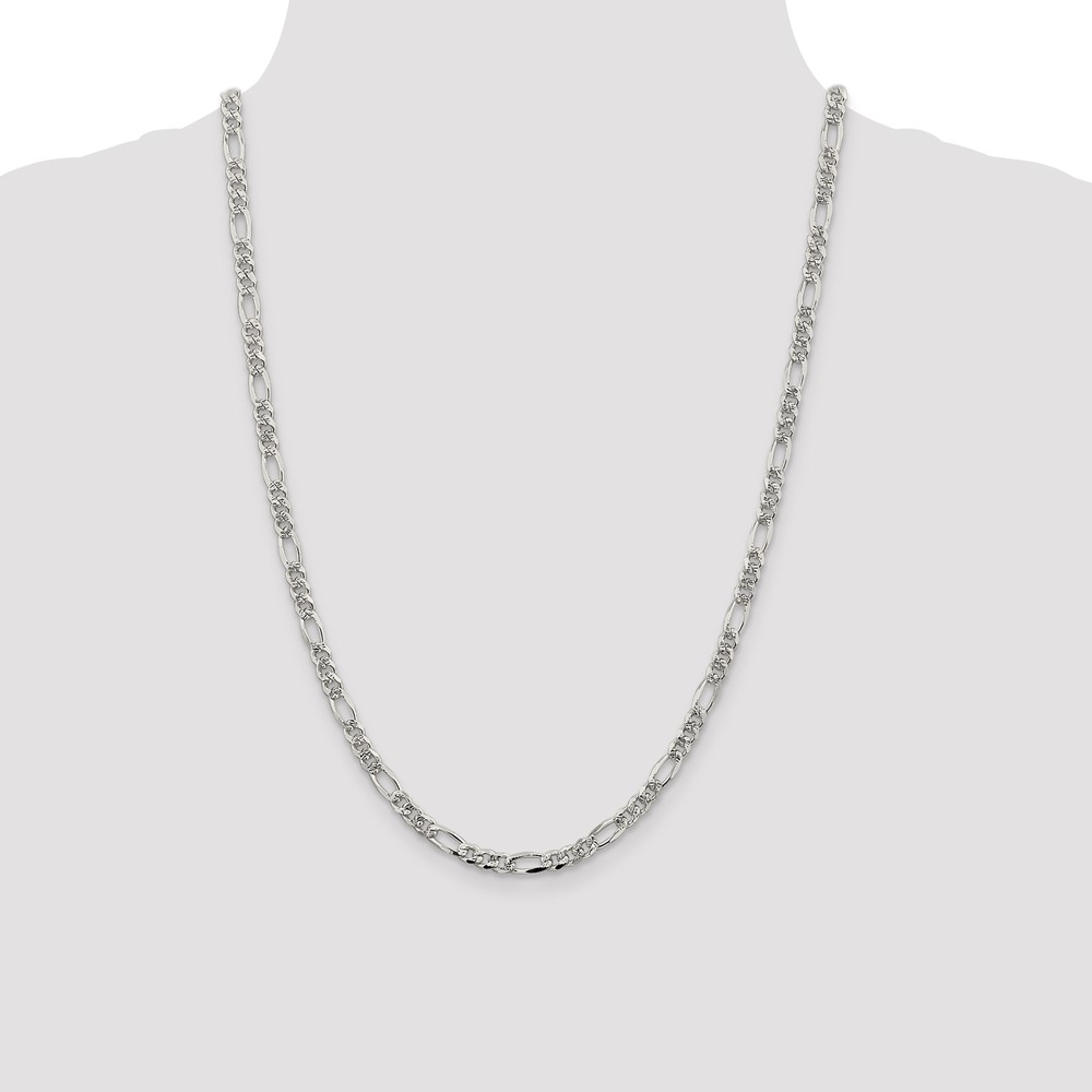 Sterling Silver 4.3mm PavÃ© Flat Figaro Chain (QFF120-24)