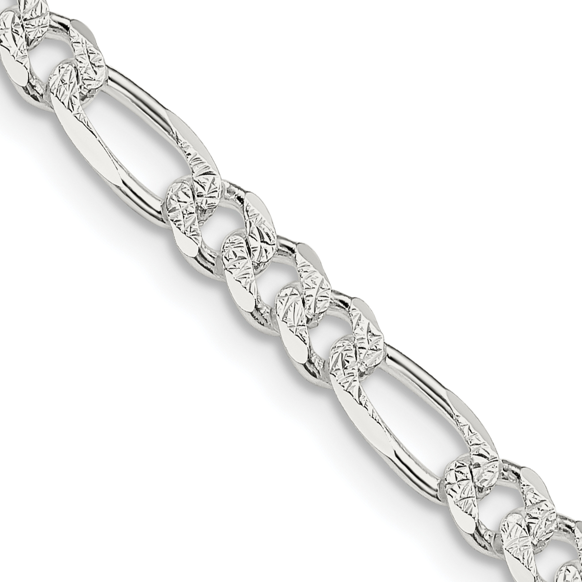 Sterling Silver 4.3mm PavÃ© Flat Figaro Chain (QFF120-18)