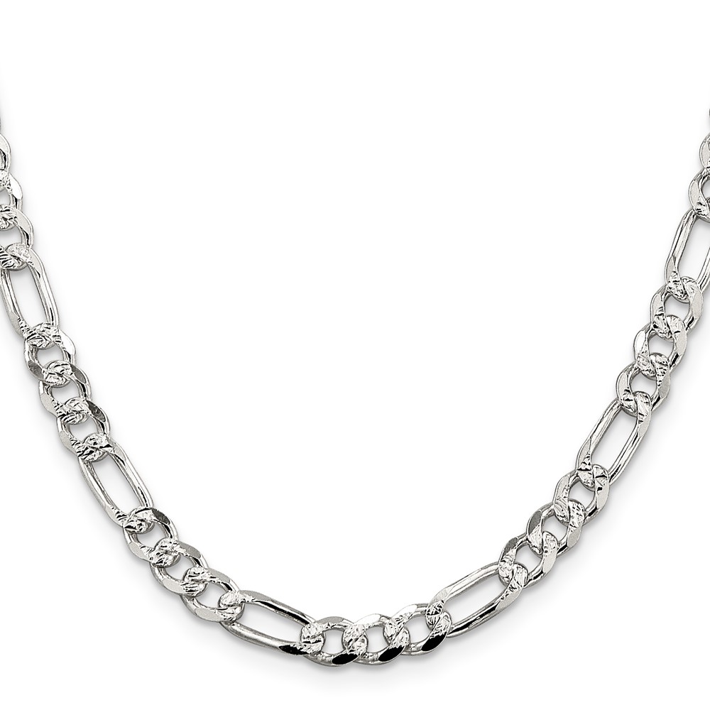 Sterling Silver 5.5mm PavÃ© Flat Figaro Chain (QFF150-30)