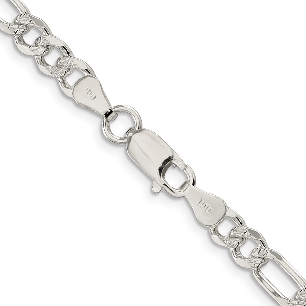 Sterling Silver 5.5mm PavÃ© Flat Figaro Chain (QFF150-30)