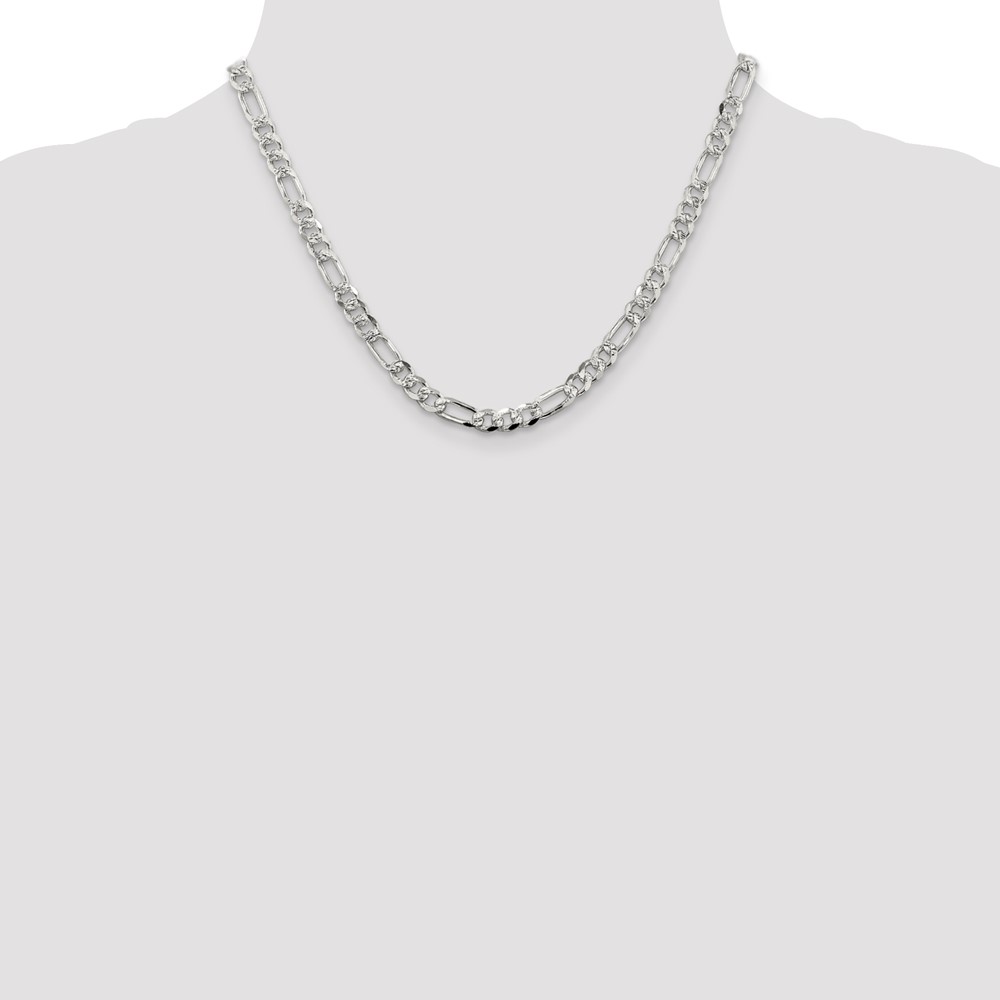 Sterling Silver 5.5mm PavÃ© Flat Figaro Chain (QFF150-18)