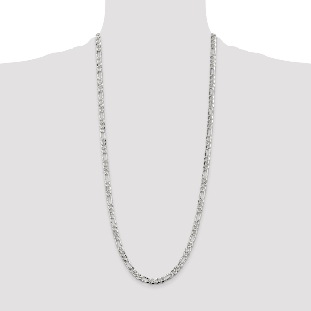 Sterling Silver 5.5mm PavÃ© Flat Figaro Chain (QFF150-30)