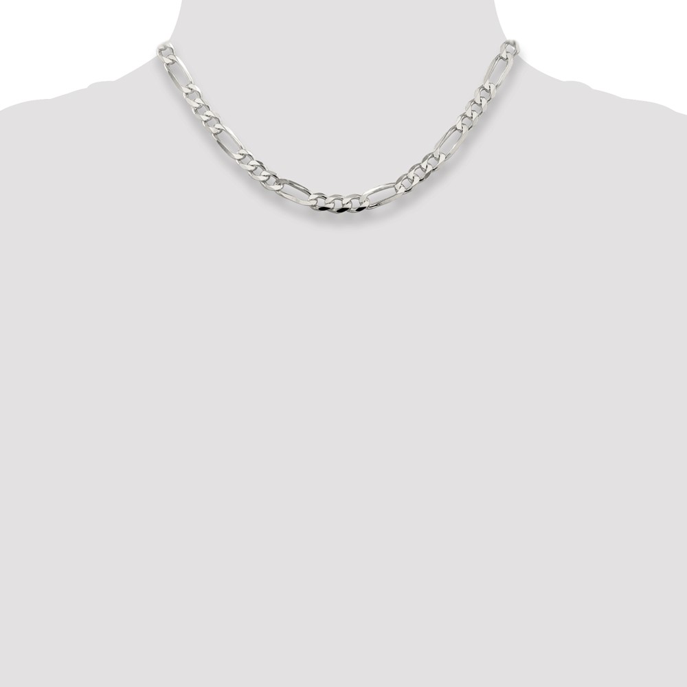 Sterling Silver 7.0mm PavÃ© Flat Figaro Chain (QFF180-16)