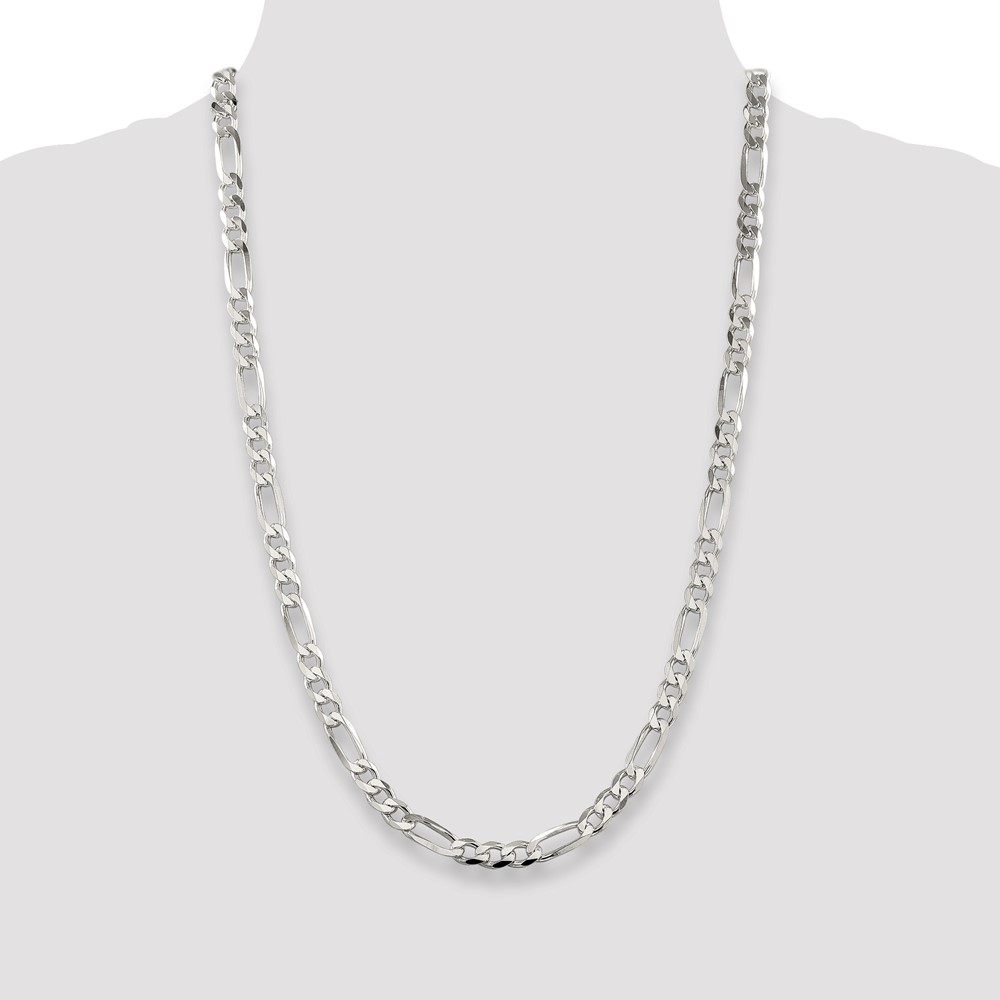 Sterling Silver 7.0mm PavÃ© Flat Figaro Chain (QFF180-26)