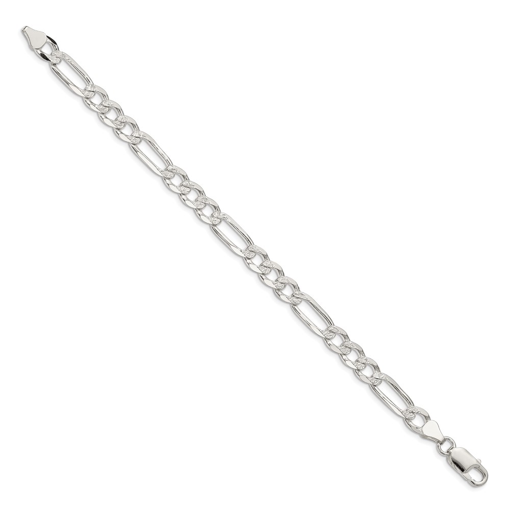 Sterling Silver 7.0mm PavÃ© Flat Figaro Chain (QFF180-9)