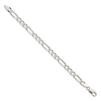 Sterling Silver 7.0mm Pavé Flat Figaro Chain view 2
