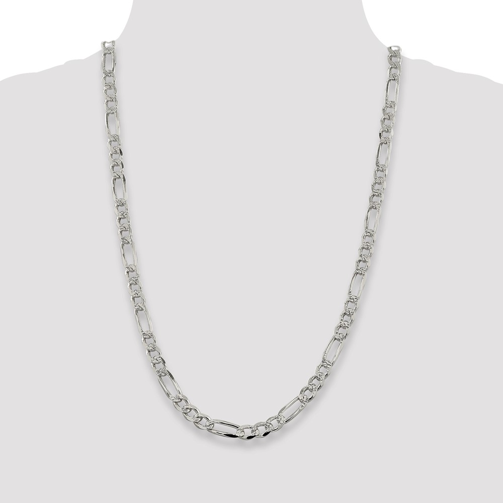 Sterling Silver 7.25mm PavÃ© Flat Figaro Chain (QFF200-26)
