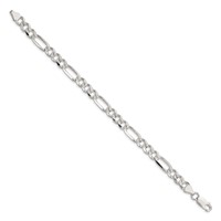 Sterling Silver 7.25mm Pav‚ Flat Figaro Chain view 2