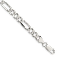 Sterling Silver 7.25mm Pav‚ Flat Figaro Chain view 1