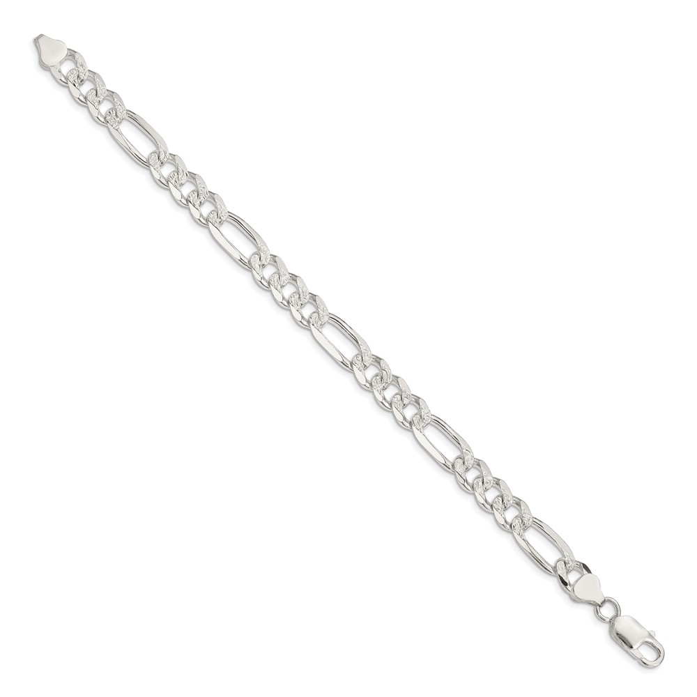 Sterling Silver 8mm PavÃ© Flat Figaro Chain (QFF220-8)