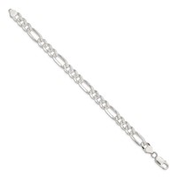Sterling Silver 8mm Pavé Flat Figaro Chain view 2