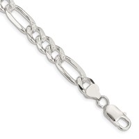 Sterling Silver 8mm Pavé Flat Figaro Chain view 1