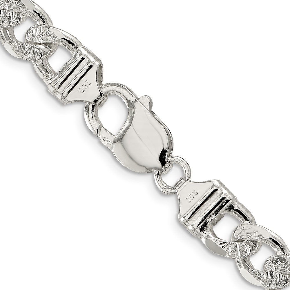 Sterling Silver 9.5mm PavÃ© Flat Figaro Chain (QFF250-22)