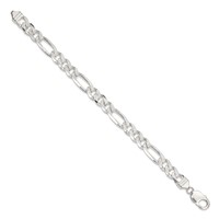 Sterling Silver 9.5mm Pav‚ Flat Figaro Chain view 2