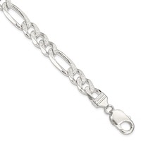 Sterling Silver 9.5mm Pav‚ Flat Figaro Chain view 1