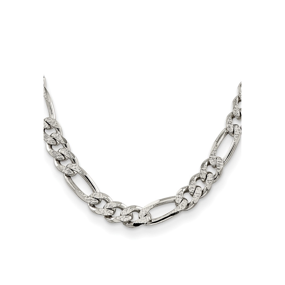 Sterling Silver 11.0mm PavÃ© Flat Figaro Chain (QFF300-24)