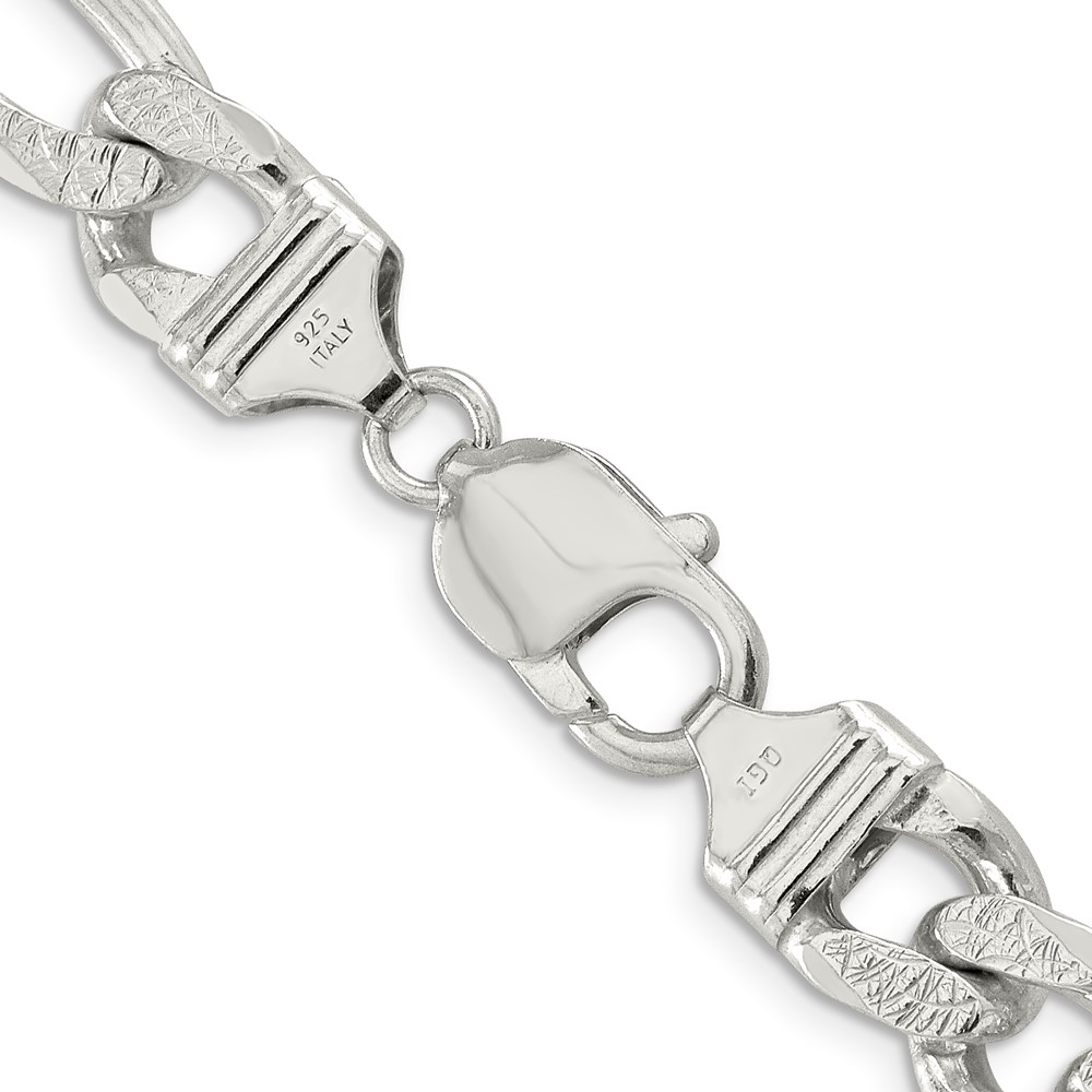 Sterling Silver 11.0mm PavÃ© Flat Figaro Chain (QFF300-24)
