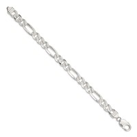 Sterling Silver 11.0mm Pavé Flat Figaro Chain view 2