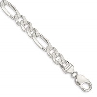 Sterling Silver 11.0mm Pavé Flat Figaro Chain view 1