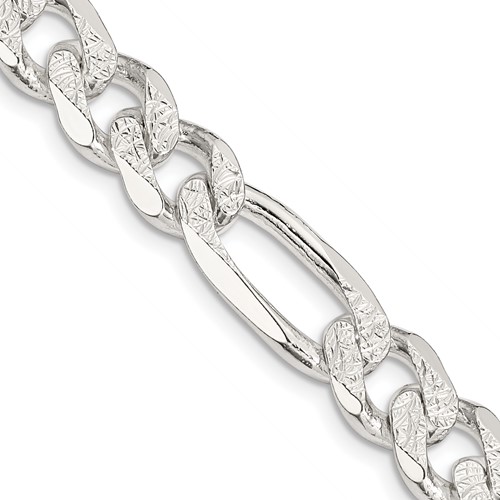 Sterling Silver 11.0mm Pav? Flat Figaro Chain