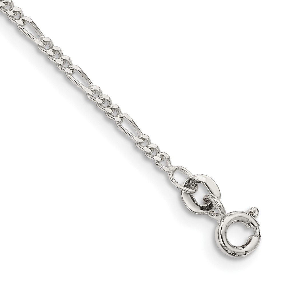 Sterling Silver 1.75mm Figaro Chain Anklet (QFG050-10)