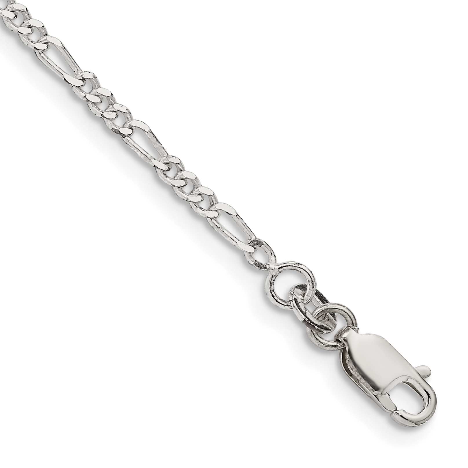 Sterling Silver 2.25mm Figaro Chain Anklet (QFG060-10)