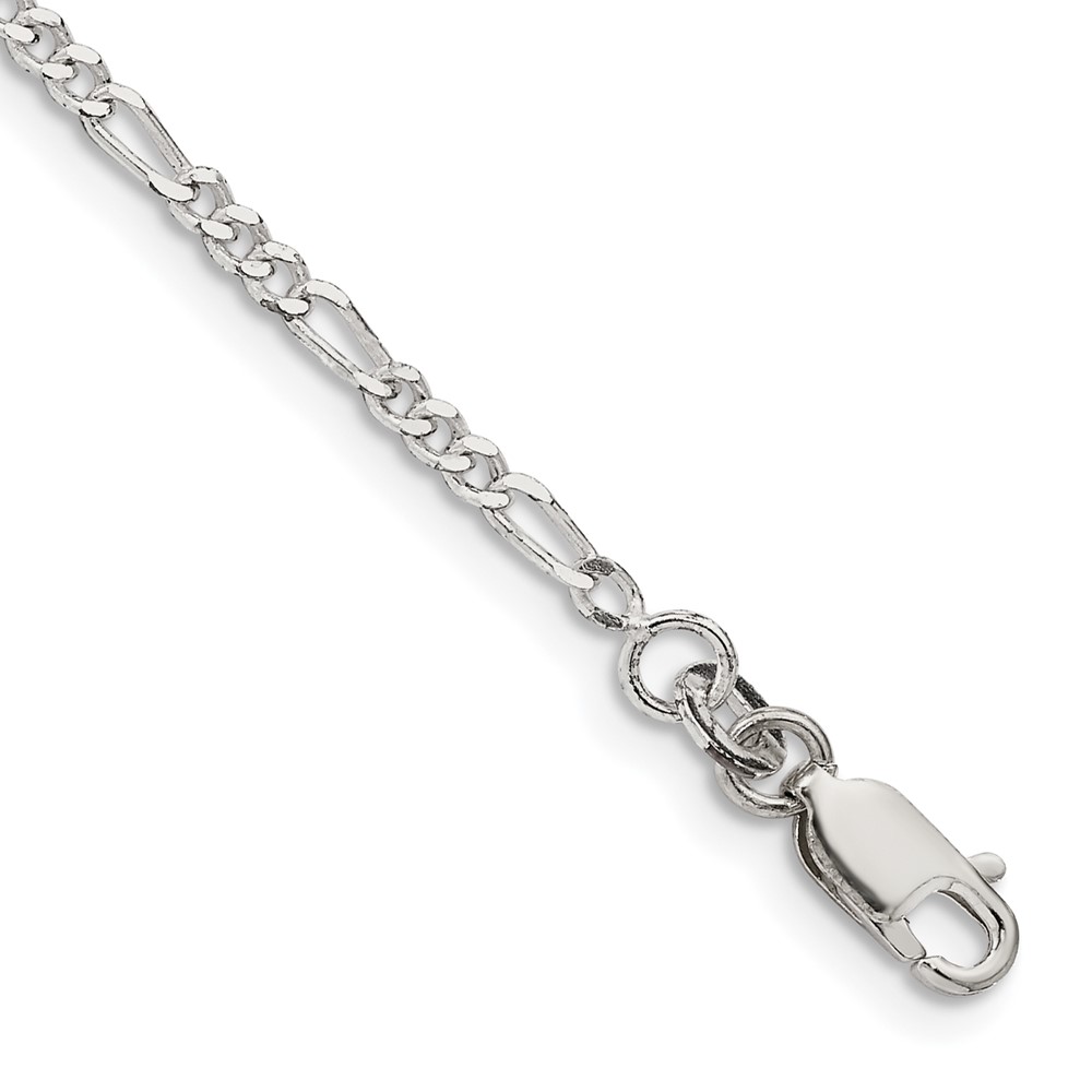 Sterling Silver 2.25mm Figaro Chain Anklet (QFG060-10)