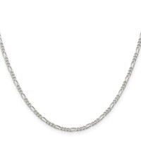Sterling Silver Rhodium-plated 2.25mm Figaro Chain view 2