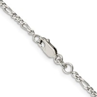 Sterling Silver Rhodium-plated 2.25mm Figaro Chain view 3