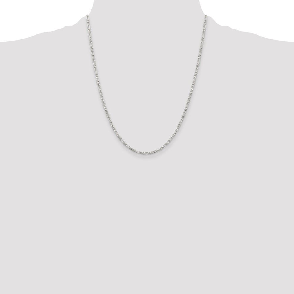 Sterling Silver Rhodium-plated 2.25mm Figaro Chain (QFG060R-22)