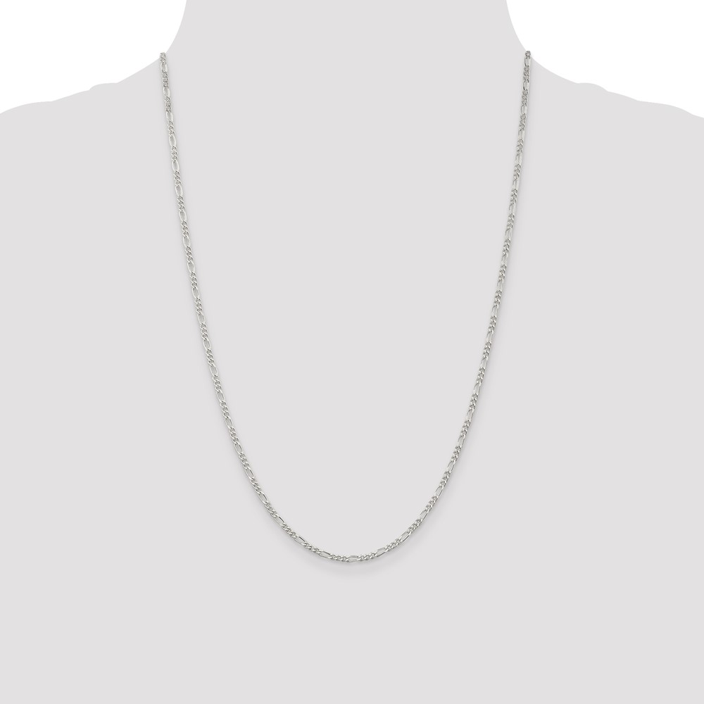 Sterling Silver Rhodium-plated 2.25mm Figaro Chain (QFG060R-24)