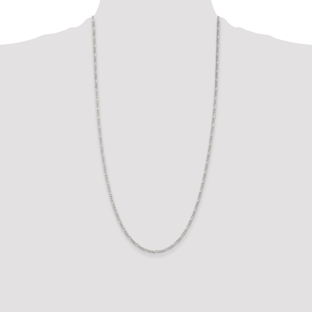 Sterling Silver Rhodium-plated 2.25mm Figaro Chain (QFG060R-28)