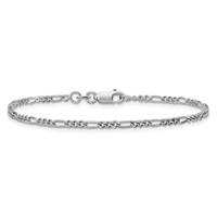 Sterling Silver Rhodium-plated 2.25mm Figaro Chain view 3