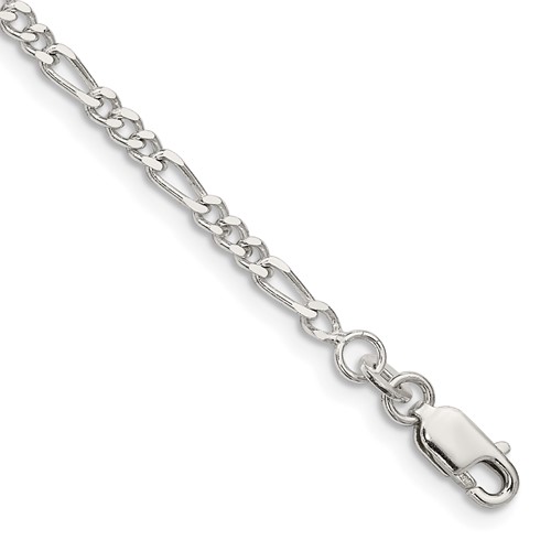 Sterling Silver 2.5mm Figaro Chain Anklet
