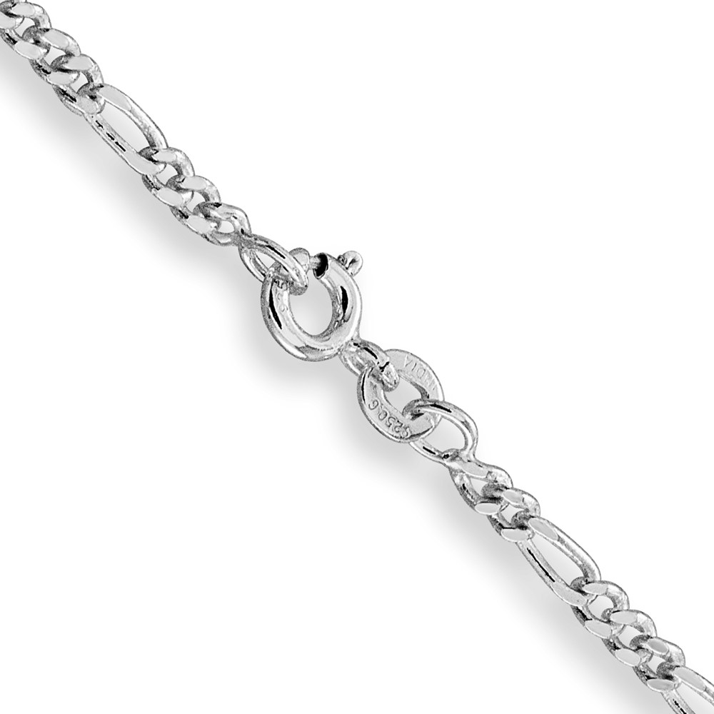 Sterling Silver Rhodium-plated 2.5mm Figaro Chain (QFG070R-20)