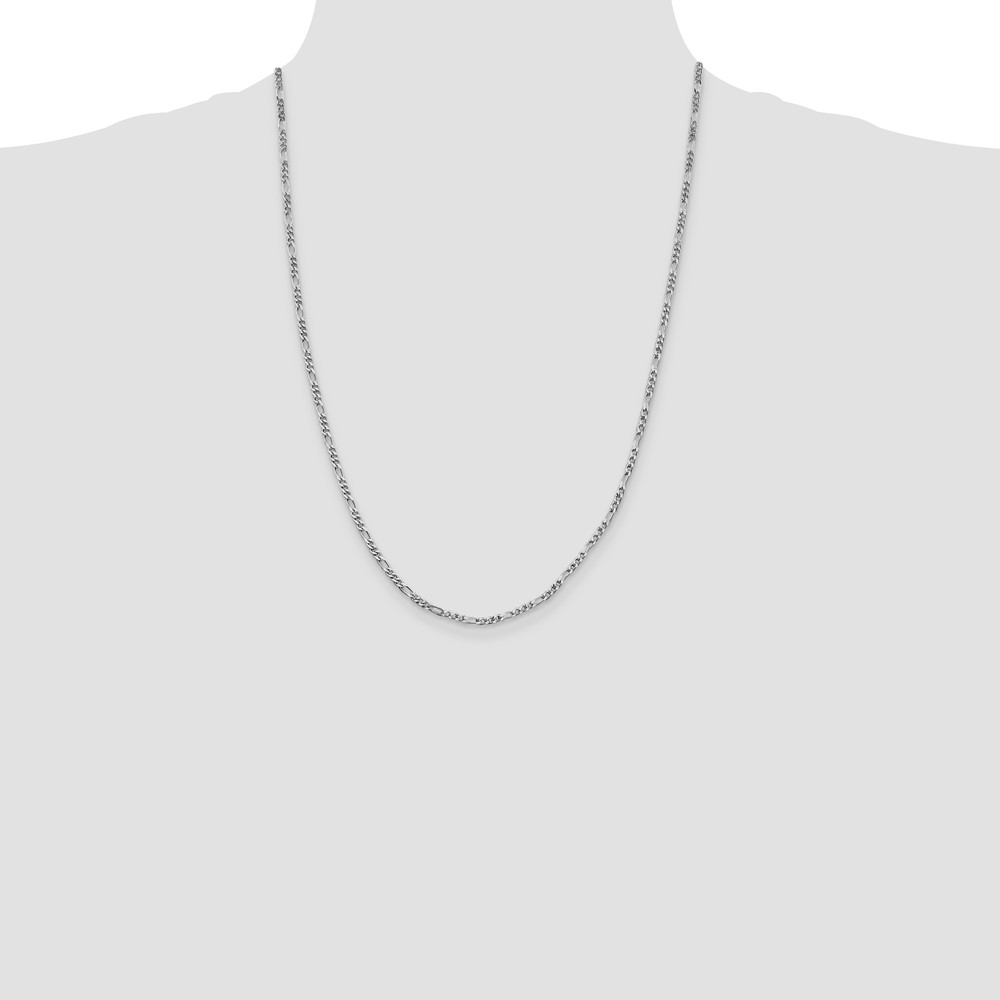 Sterling Silver Rhodium-plated 2.5mm Figaro Chain (QFG070R-24)