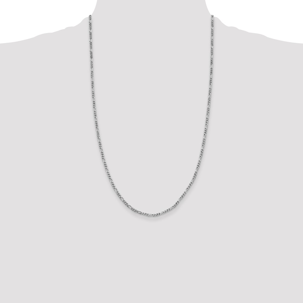 Sterling Silver Rhodium-plated 2.5mm Figaro Chain (QFG070R-26)