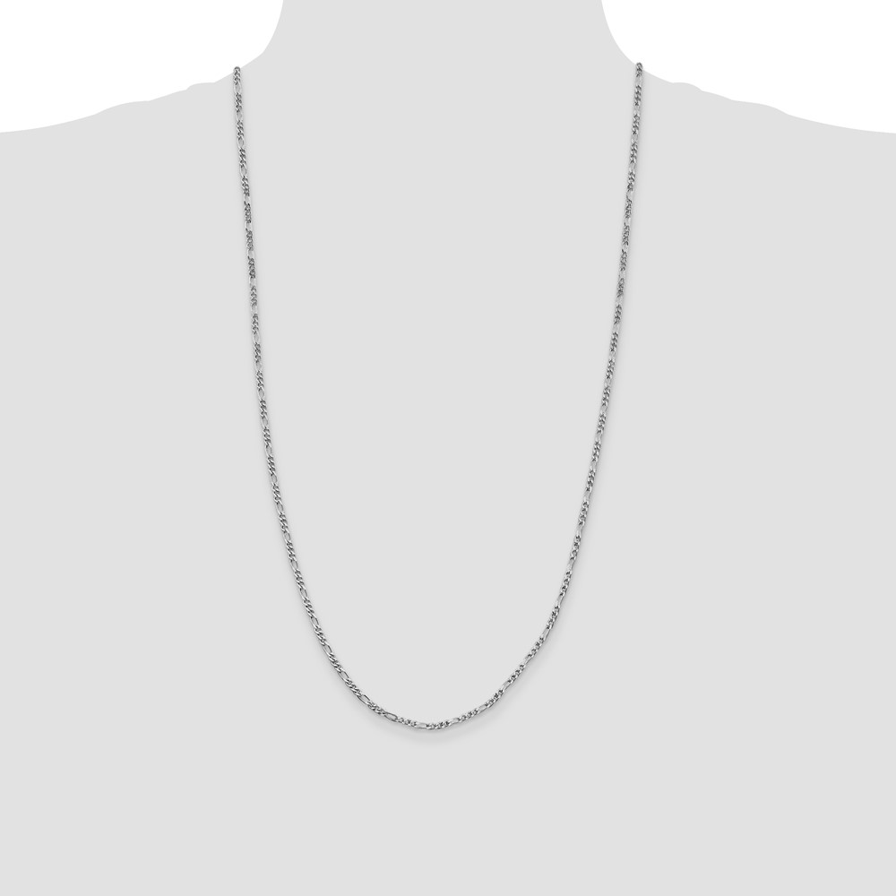 Sterling Silver Rhodium-plated 2.5mm Figaro Chain (QFG070R-28)