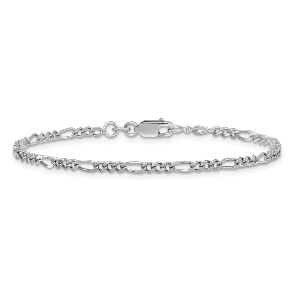 Sterling Silver Rhodium-plated 2.5mm Figaro Chain (QFG070R-7)