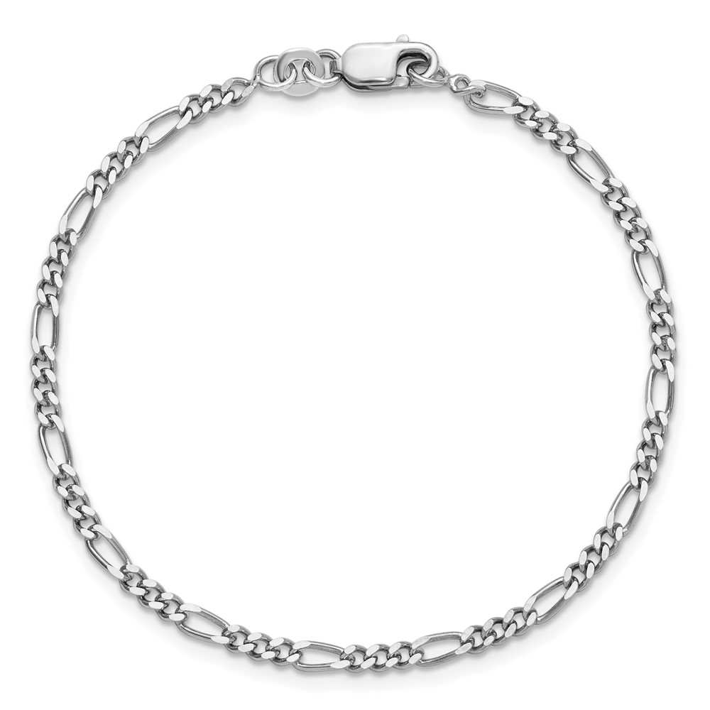 Sterling Silver Rhodium-plated 2.5mm Figaro Chain (QFG070R-7)