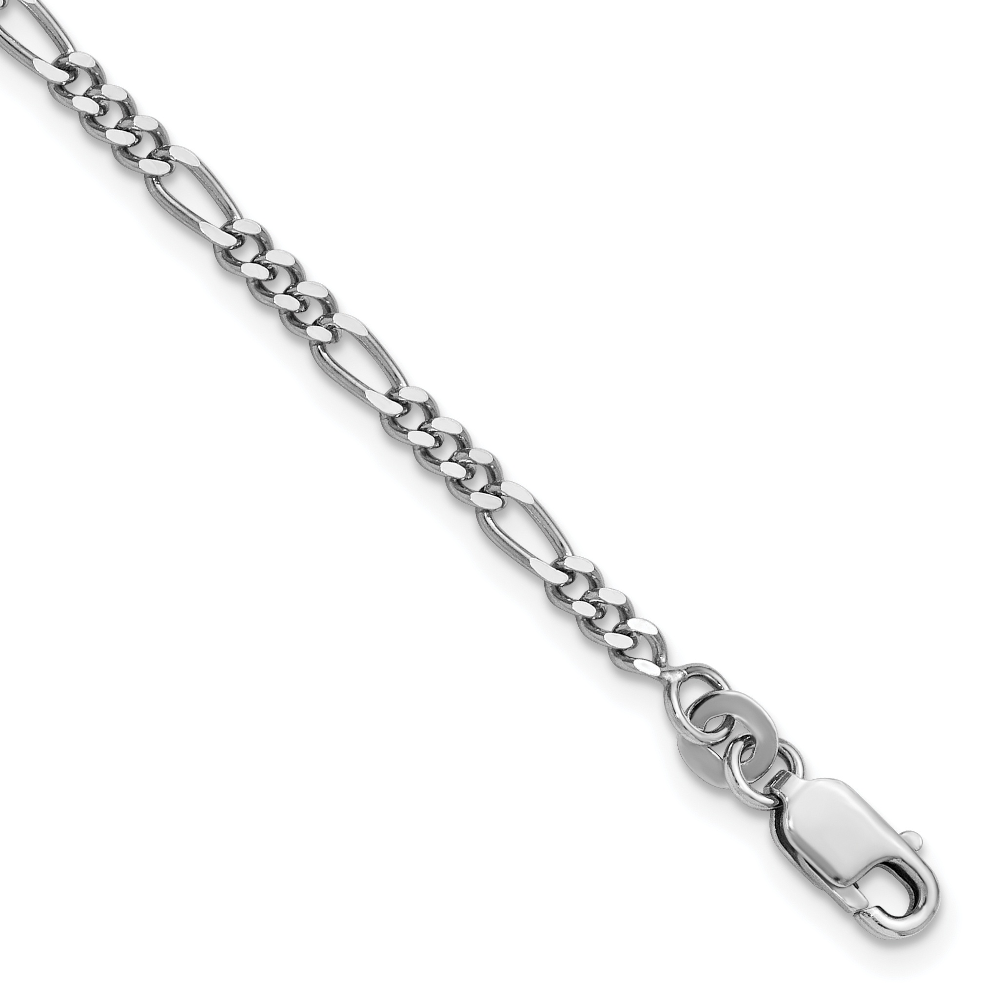Sterling Silver Rhodium-plated 2.5mm Figaro Chain (QFG070R-10)