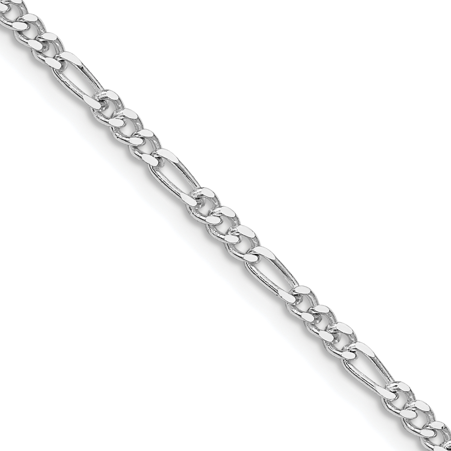 Sterling Silver Rhodium-plated 2.5mm Figaro Chain (QFG070R-22)