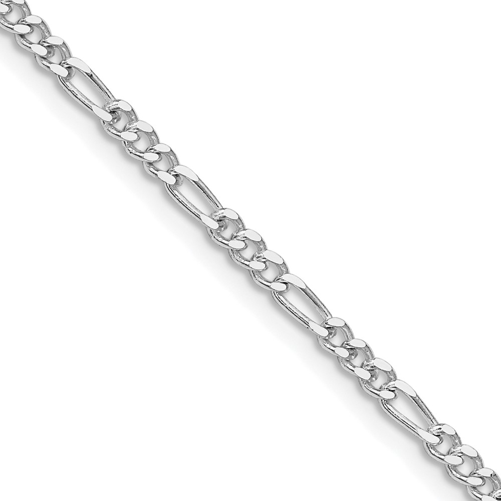 Sterling Silver Rhodium-plated 2.5mm Figaro Chain (QFG070R-22)
