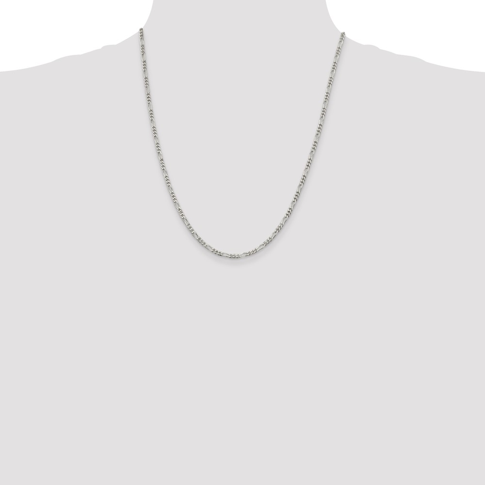 Sterling Silver 2.85mm Figaro Chain (QFG080-22)