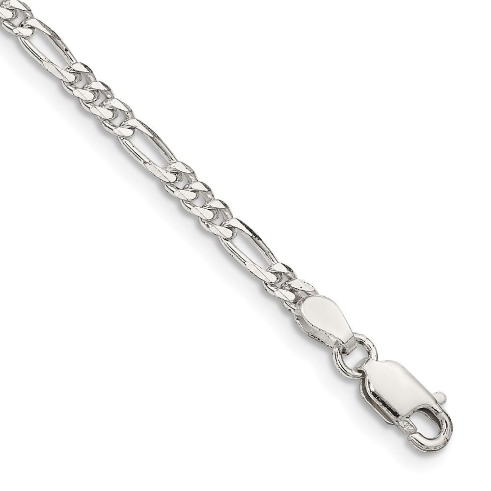 Sterling Silver 2.85mm Figaro Chain Anklet (QFG080-10)