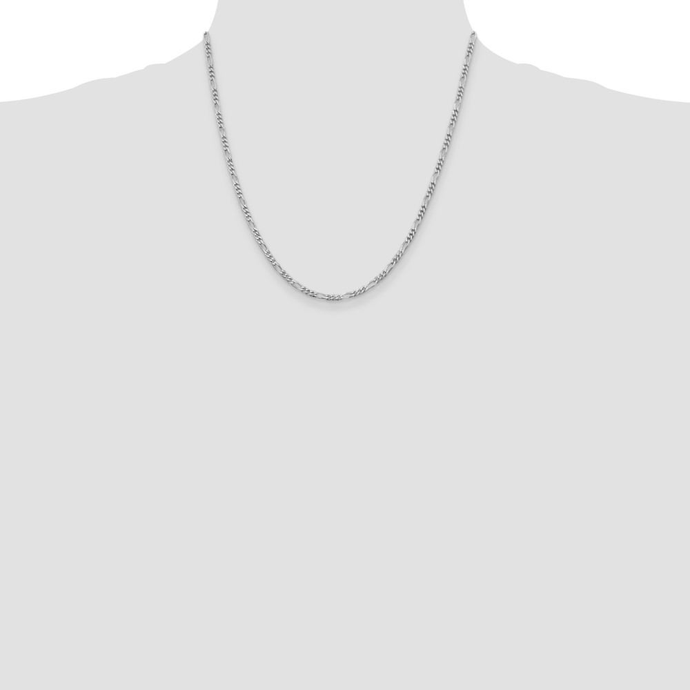 Sterling Silver Rhodium-plated 2.85mm Figaro Chain (QFG080R-20)